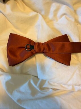 Satin Self-Tie Bow Tie in Burnt Orange